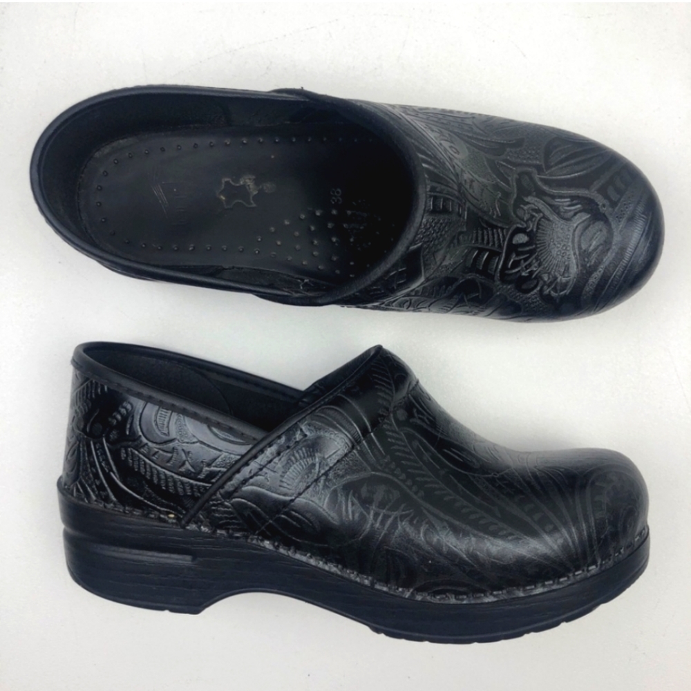 Dansko Professional Black Tooled Clogs.